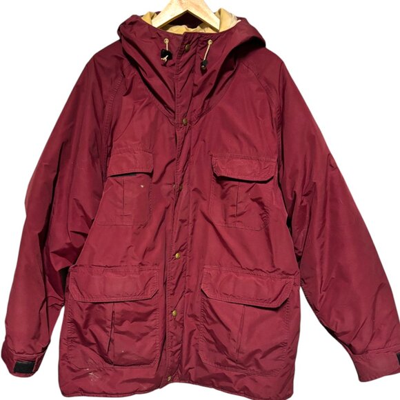 LL Bean Vintage Parka Gor Tex Coat Men’s XL Red hooded lined VTG Chore Barn - Picture 9 of 15
